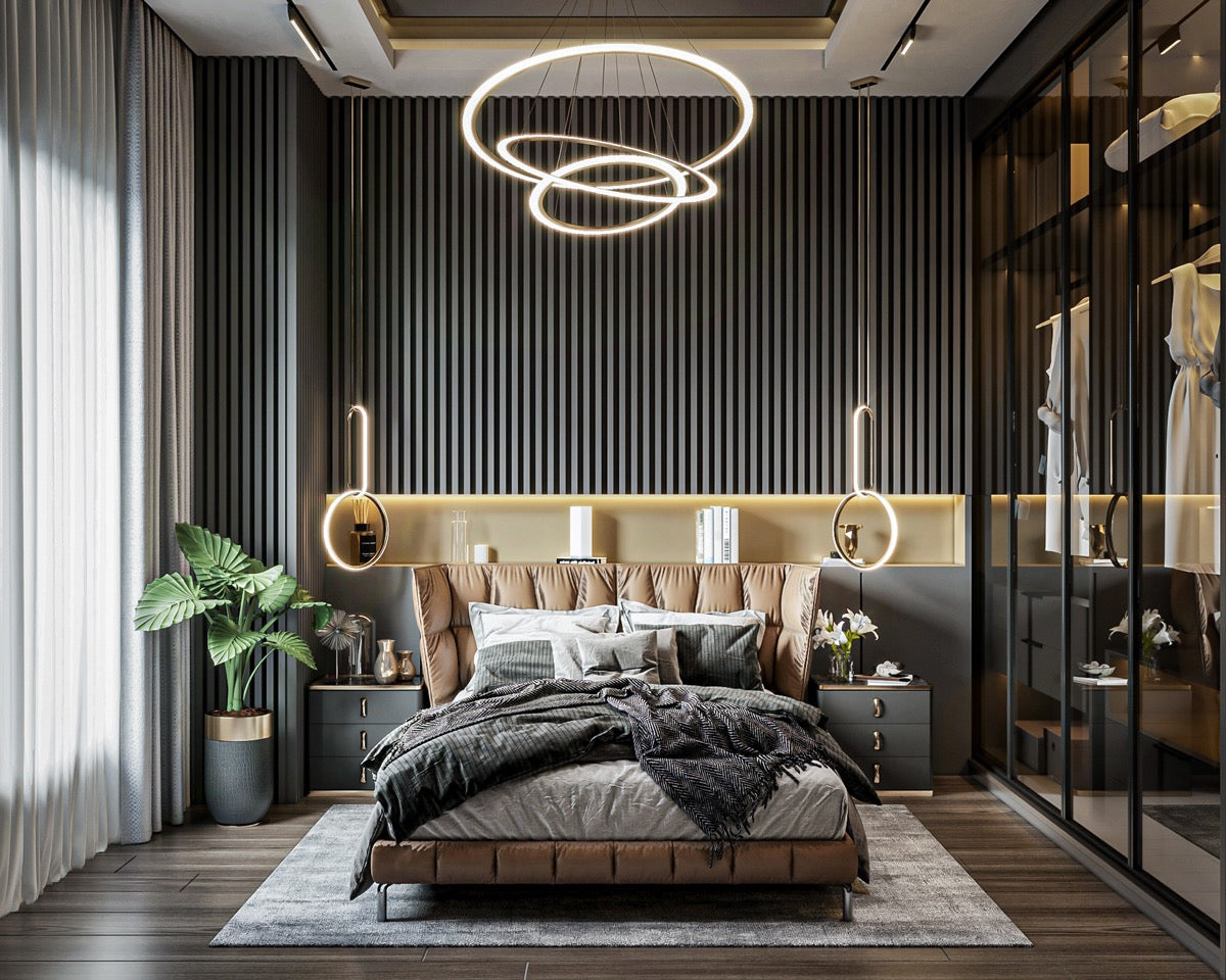 Modern Dark Golden Bedroom