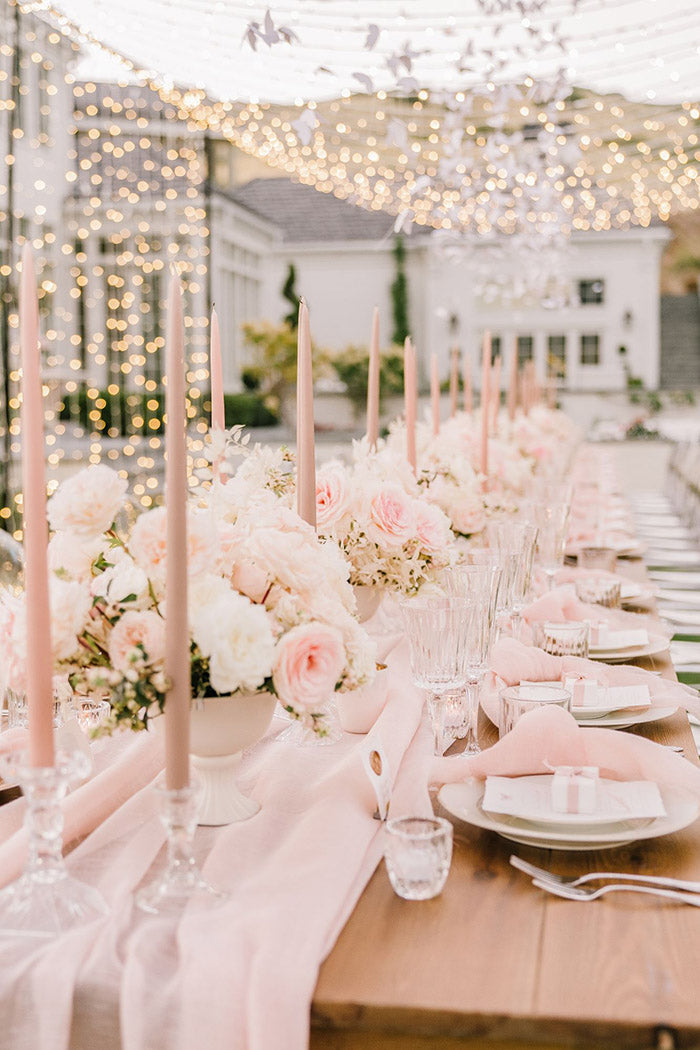 Dreamy Wedding Pastel Coloured Pink Hue Dining Table Setup