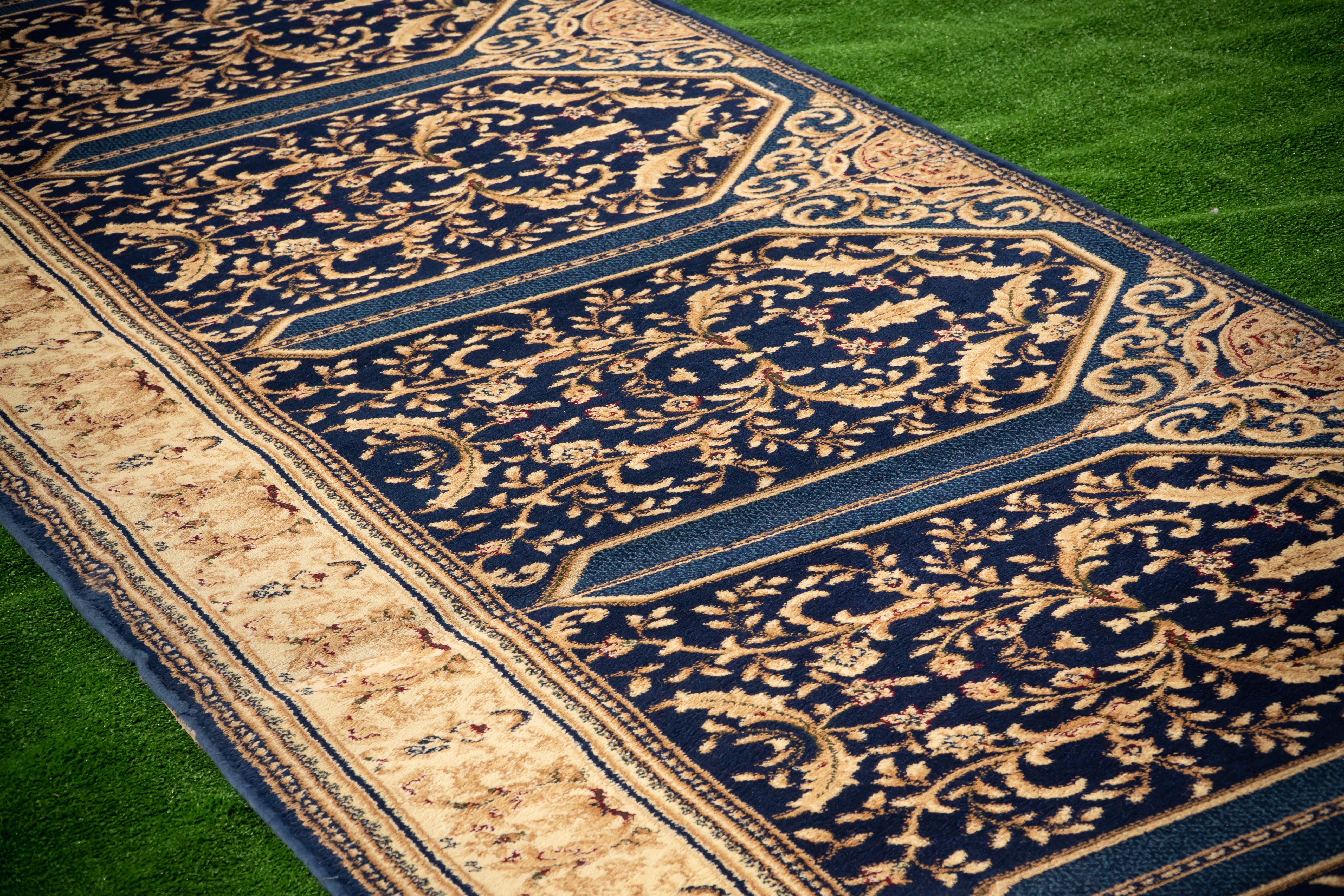 Traditional Floral Blue Prayer Mat
