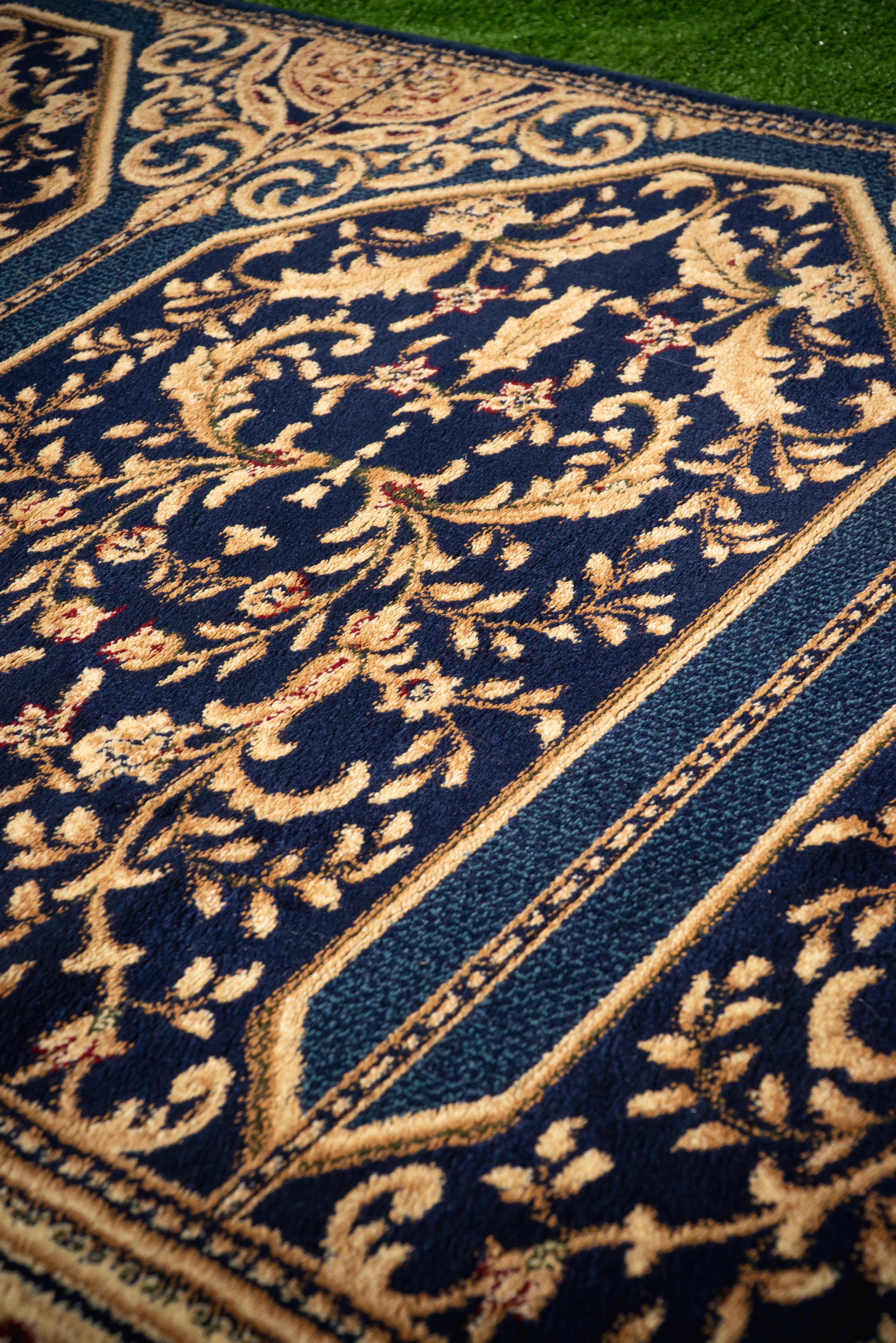 Traditional Floral Blue Prayer Mat